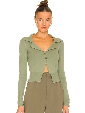 Song of Style Alayna Collared Cardigan in Sage
